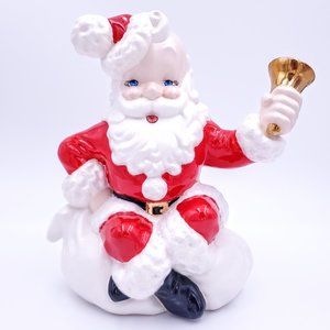 Vintage Santa Claus Musical Figurine, Atlantic Mold Hand-Painted Santa Doll, Big